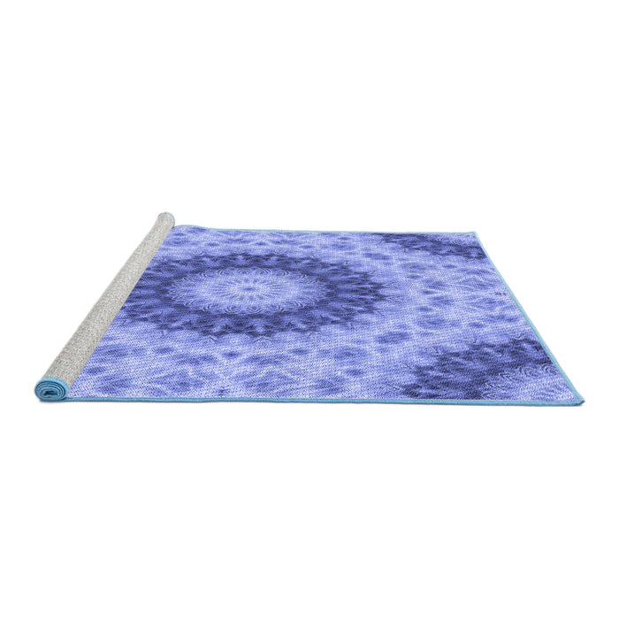Sideview of Machine Washable Transitional Sky Blue Rug, wshpat1394blu