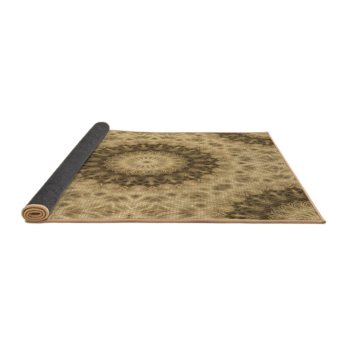 Thickness of Patterned Yellow Orange Rug, pat1394brn