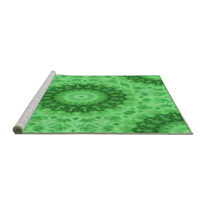 Sideview of Machine Washable Transitional Neon Green Rug, wshpat1394grn
