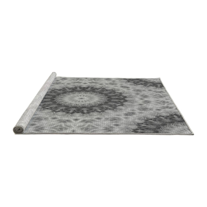 Sideview of Machine Washable Transitional Smokey Gray Rug, wshpat1394gry