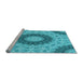 Sideview of Machine Washable Transitional Dark Turquoise Green Rug, wshpat1394lblu