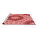 Sideview of Machine Washable Transitional Ruby Red Rug, wshpat1394rd