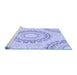 Sideview of Machine Washable Transitional Blue Rug, wshpat1395blu