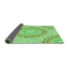 Thickness of Patterned Jade Green Rug, pat1395grn