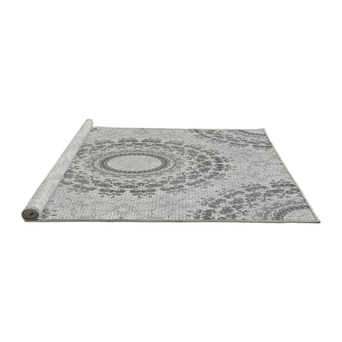 Sideview of Machine Washable Transitional Gunmetal Gray Rug, wshpat1395gry