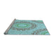 Sideview of Machine Washable Transitional Blue Rug, wshpat1395lblu