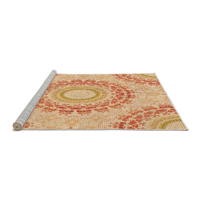 Sideview of Machine Washable Transitional Neon Orange Rug, wshpat1395org
