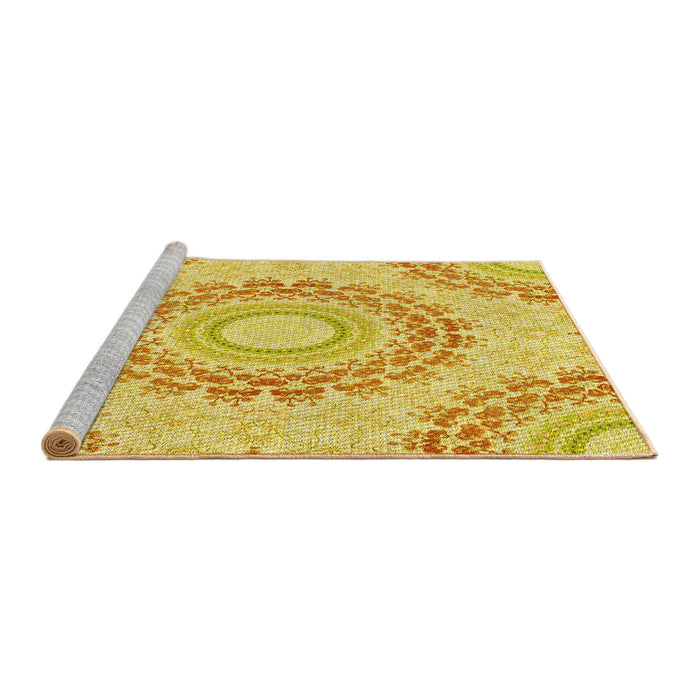 Sideview of Machine Washable Transitional Bold Yellow Rug, wshpat1395yw