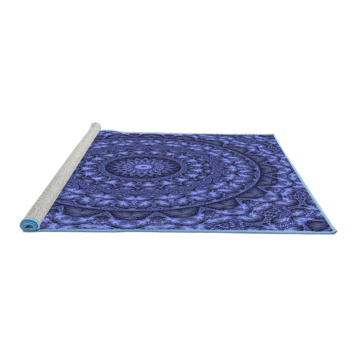 Sideview of Machine Washable Transitional Denim Dark Blue Rug, wshpat1396blu