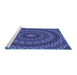 Sideview of Machine Washable Transitional Denim Dark Blue Rug, wshpat1396blu