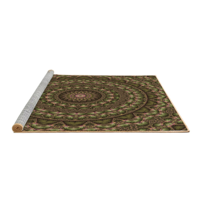 Sideview of Machine Washable Transitional Bakers Brown Rug, wshpat1396brn