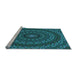 Sideview of Machine Washable Transitional Dark Turquoise Green Rug, wshpat1396lblu