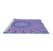 Sideview of Machine Washable Transitional Slate Blue Rug, wshpat1397blu