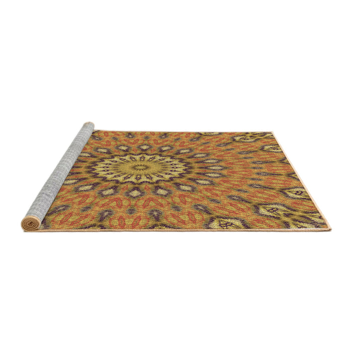 Sideview of Machine Washable Transitional Mahogany Brown Rug, wshpat1397brn
