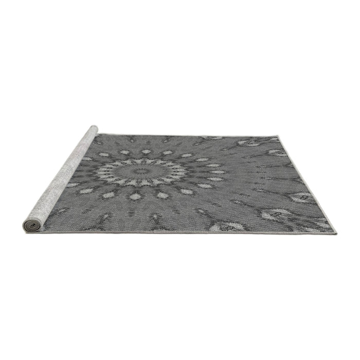 Sideview of Machine Washable Transitional Grey Gray Rug, wshpat1397gry
