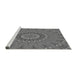 Sideview of Machine Washable Transitional Grey Gray Rug, wshpat1397gry