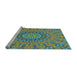 Sideview of Machine Washable Transitional Hazel Green Rug, wshpat1397lblu