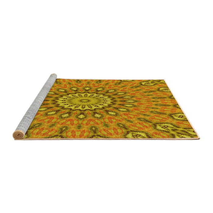 Sideview of Machine Washable Transitional Mahogany Brown Rug, wshpat1397yw