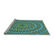 Sideview of Machine Washable Transitional Lime Mint Green Rug, wshpat1398lblu