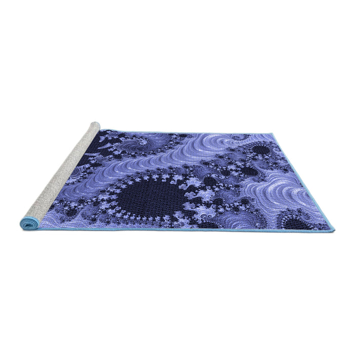 Sideview of Machine Washable Transitional Sky Blue Rug, wshpat1399blu