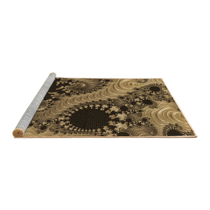 Sideview of Machine Washable Transitional Cinnamon Brown Rug, wshpat1399brn