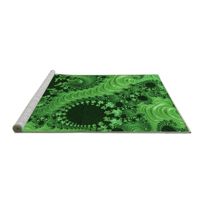 Sideview of Machine Washable Transitional Deep Emerald Green Rug, wshpat1399grn