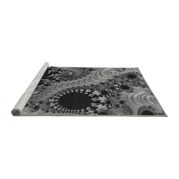 Sideview of Machine Washable Transitional Gunmetal Gray Rug, wshpat1399gry