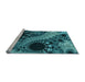 Sideview of Machine Washable Transitional Dark Turquoise Green Rug, wshpat1399lblu