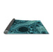 Thickness of Patterned Dark Turquoise Green Rug, pat1399lblu