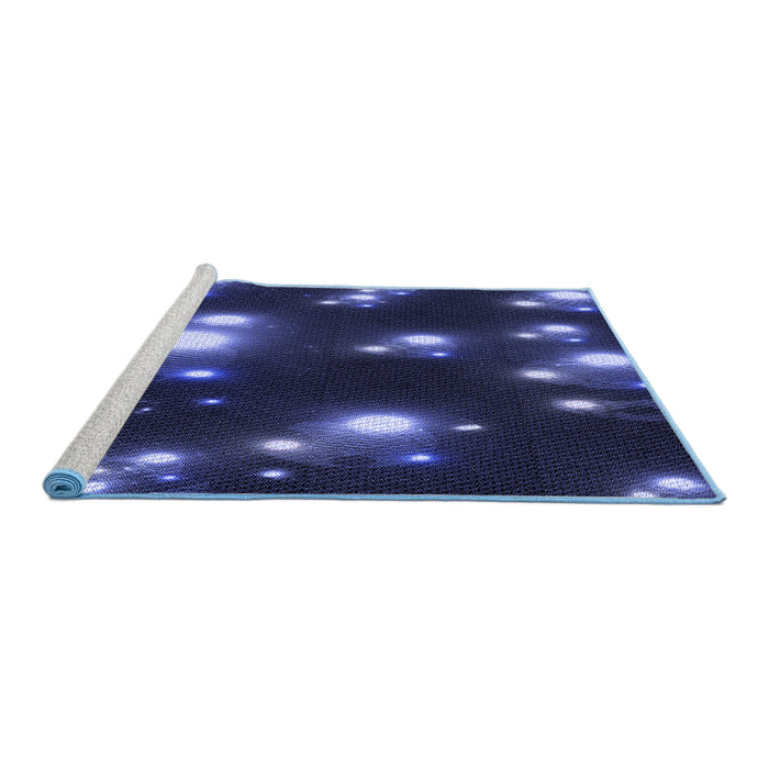 Sideview of Machine Washable Transitional Night Blue Rug, wshpat14blu