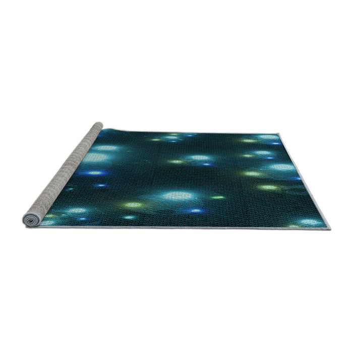 Sideview of Machine Washable Transitional Dark Cyan Green Rug, wshpat14lblu