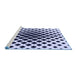 Sideview of Machine Washable Transitional Blue Rug, wshpat140blu