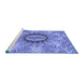 Sideview of Machine Washable Transitional Denim Blue Rug, wshpat1400blu