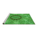 Sideview of Machine Washable Transitional Neon Green Rug, wshpat1400grn