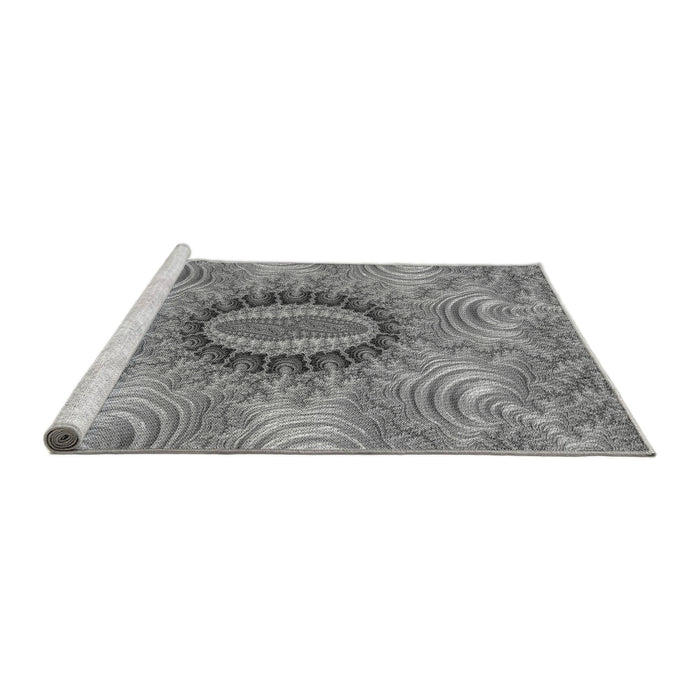 Sideview of Machine Washable Transitional Ash Gray Rug, wshpat1400gry