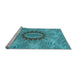 Sideview of Machine Washable Transitional Dark Cyan Green Rug, wshpat1400lblu