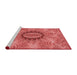 Sideview of Machine Washable Transitional Red Rug, wshpat1400rd