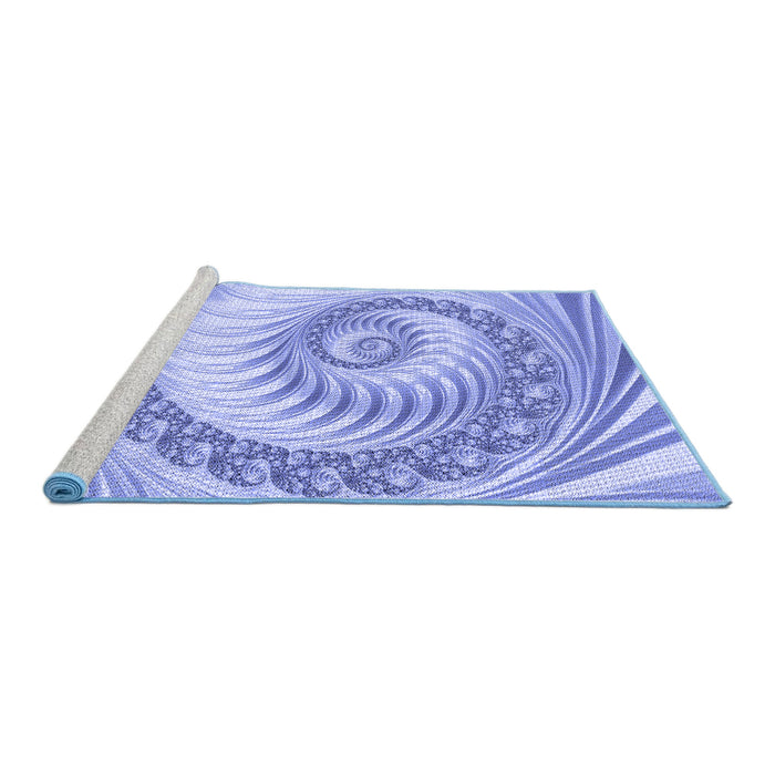 Sideview of Machine Washable Transitional Pastel Blue Rug, wshpat1401blu