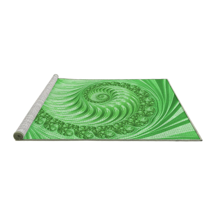 Sideview of Machine Washable Transitional Emerald Green Rug, wshpat1401grn