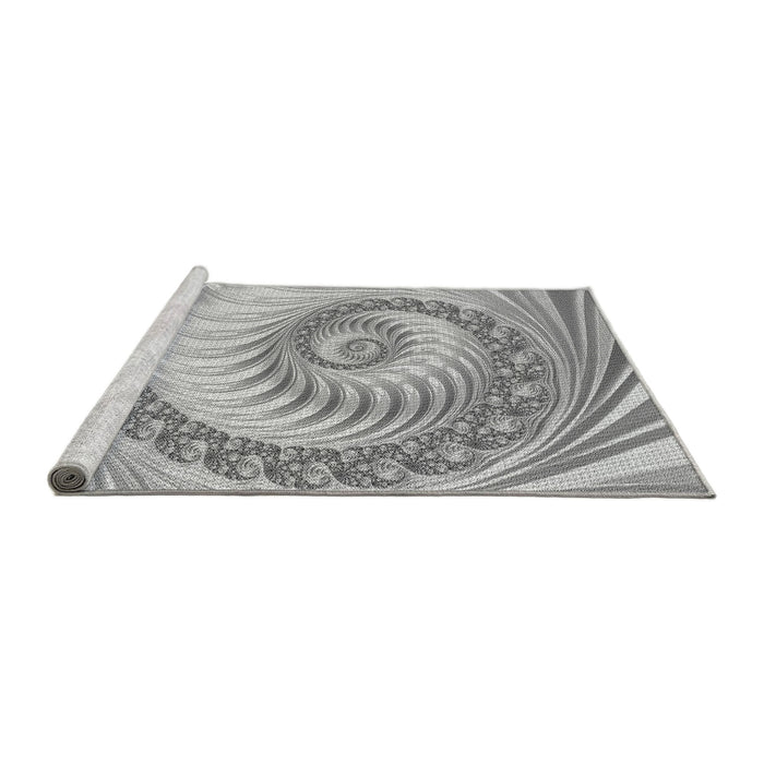 Sideview of Machine Washable Transitional Platinum Gray Rug, wshpat1401gry