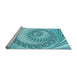 Sideview of Machine Washable Transitional Dark Turquoise Green Rug, wshpat1401lblu