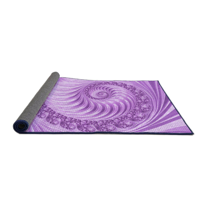 Thickness of Patterned Pastel Purple Pink Rug, pat1401pur