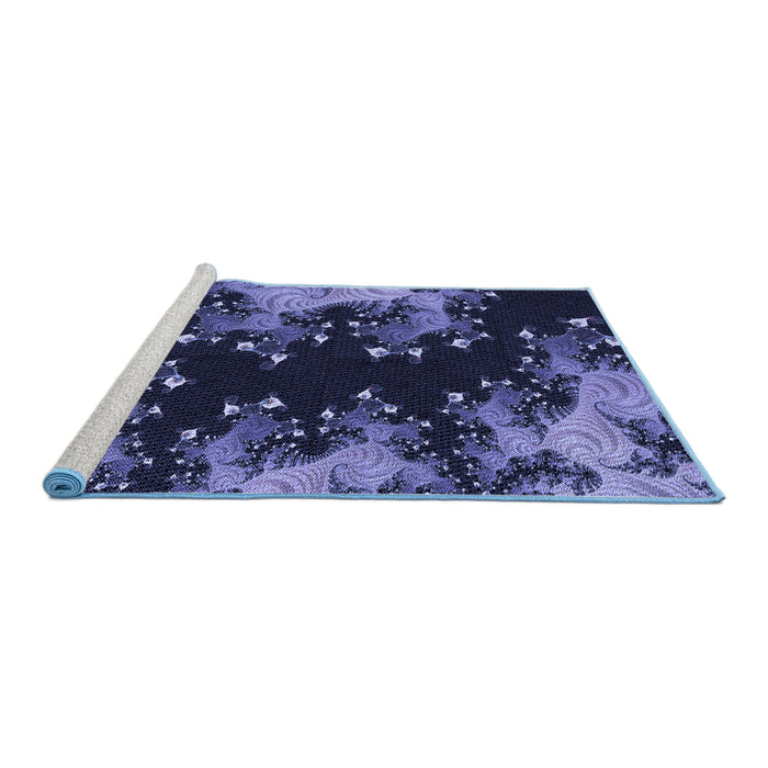 Sideview of Machine Washable Transitional Night Blue Rug, wshpat1402blu