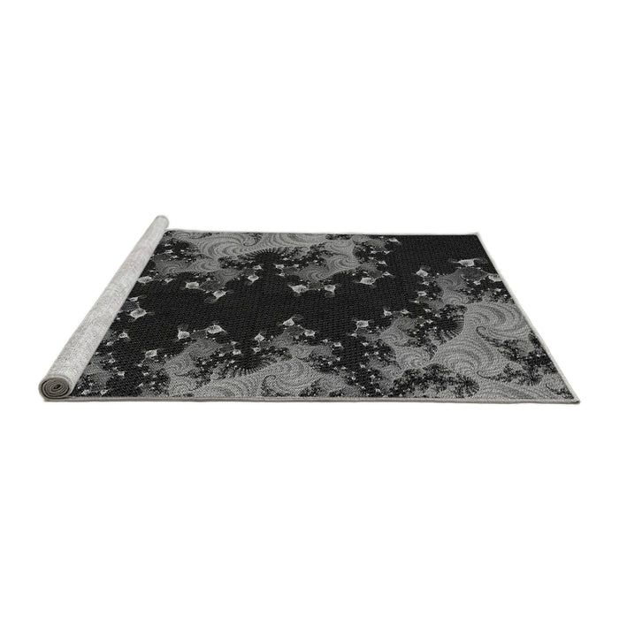 Sideview of Machine Washable Transitional Gray Rug, wshpat1402gry