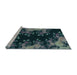 Sideview of Machine Washable Transitional Green Rug, wshpat1402lblu