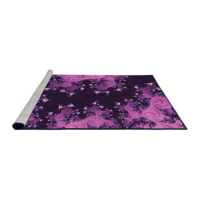 Sideview of Machine Washable Transitional Dark Orchid Purple Rug, wshpat1402pur
