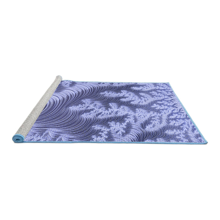 Sideview of Machine Washable Transitional Slate Blue Rug, wshpat1403blu