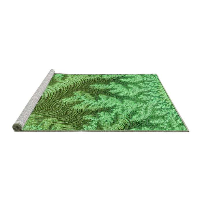 Sideview of Machine Washable Transitional Green Rug, wshpat1403grn