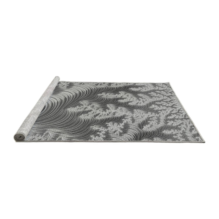 Sideview of Machine Washable Transitional Carbon Gray Rug, wshpat1403gry