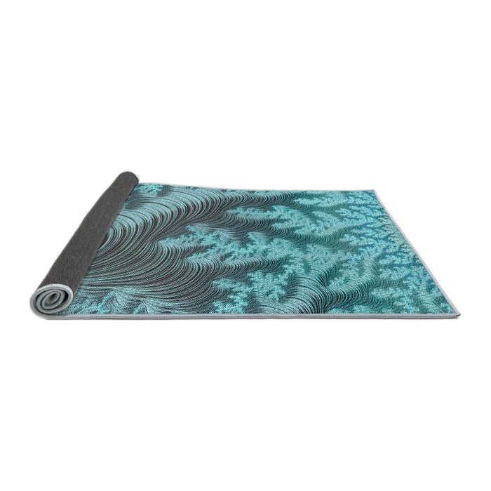 Thickness of Patterned Diamond Blue Rug, pat1403lblu